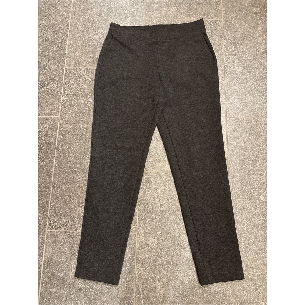 Talbots Petites Pants Women's M Gray Straight Leg Stretch Pull On Rayon Blend